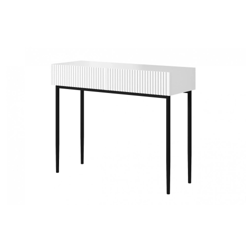 Konsola / toaletka Nicole 100 cm z szufladami - biały mat / czarne nóżki